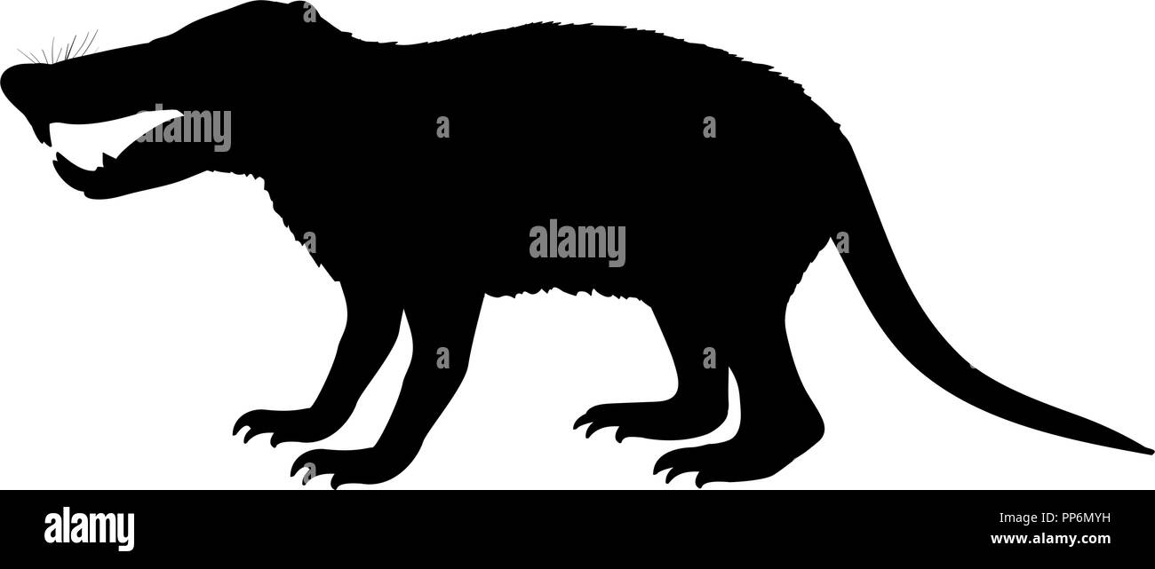 Deinogalerix hedgehog rat animal mammifère disparu silhouette Illustration de Vecteur