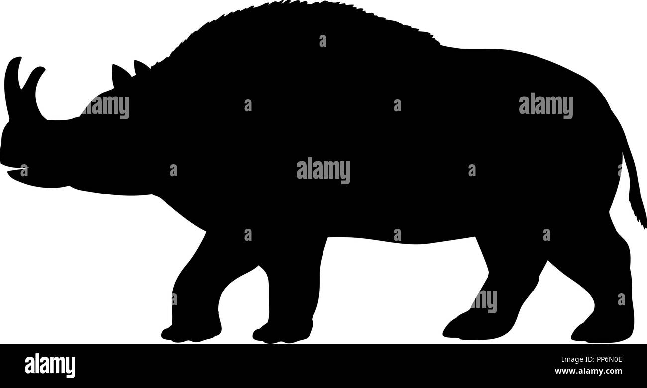 Brontotherium rhinoceros animal mammifère disparu silhouette Illustration de Vecteur