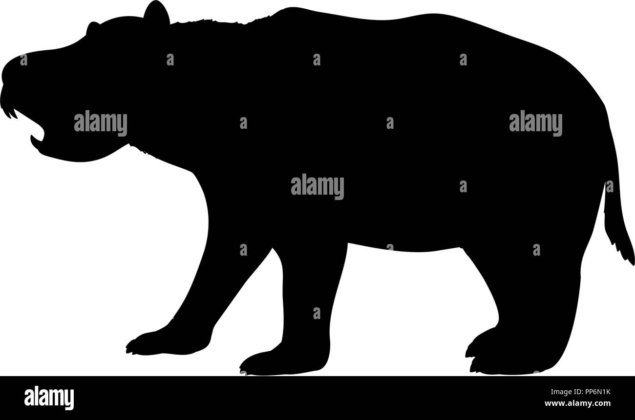 Silhouette mammifère marsupial Diprotodon disparue des animaux Illustration de Vecteur