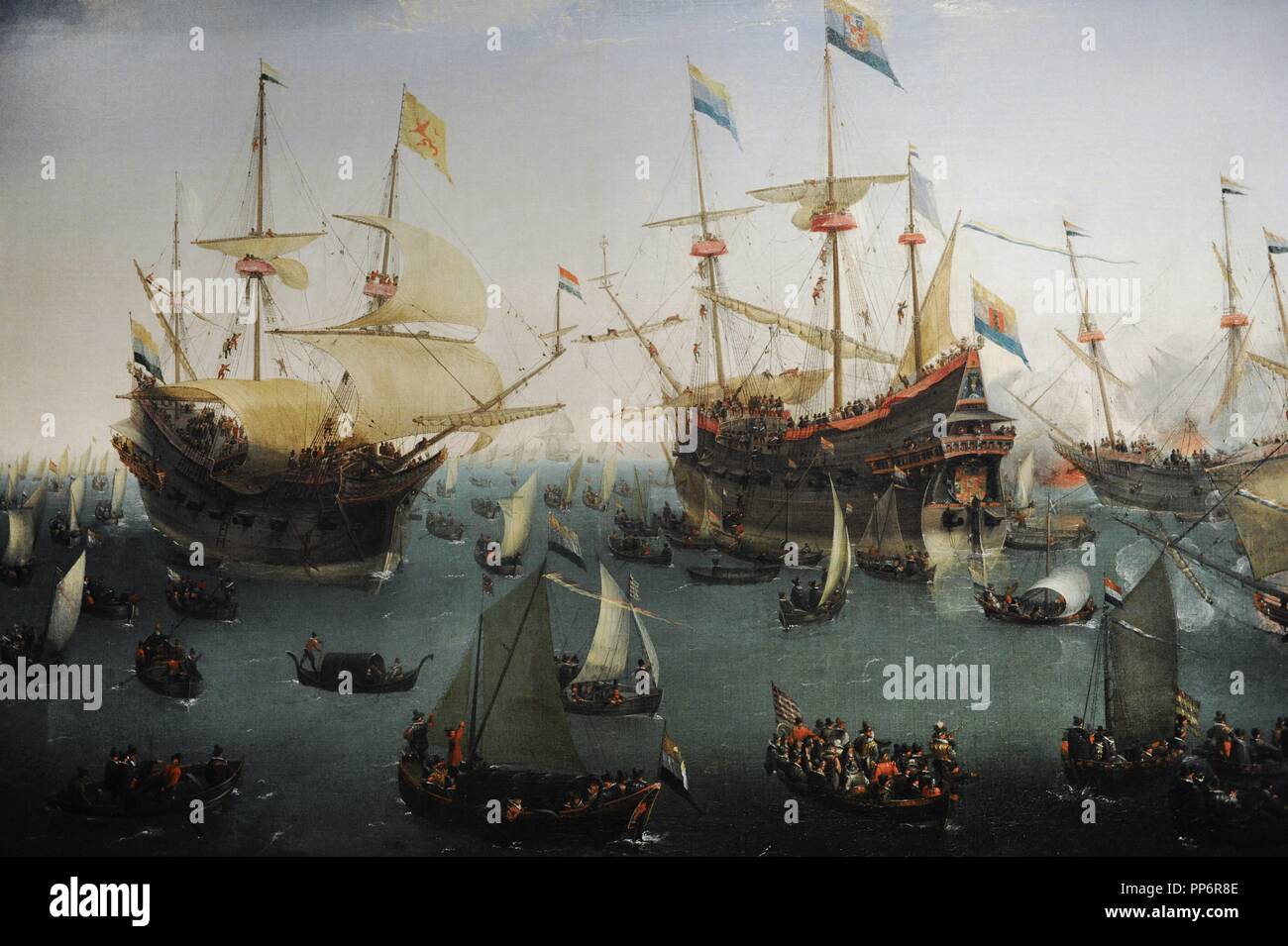 Hendrik Cornelisz Vroom (1566-1640). Peintre hollandais. Le retour à Amsterdam de la seconde expédition pour les Indes orientales, 1599. Rijksmuseum. Amsterdam. La Hollande. Banque D'Images