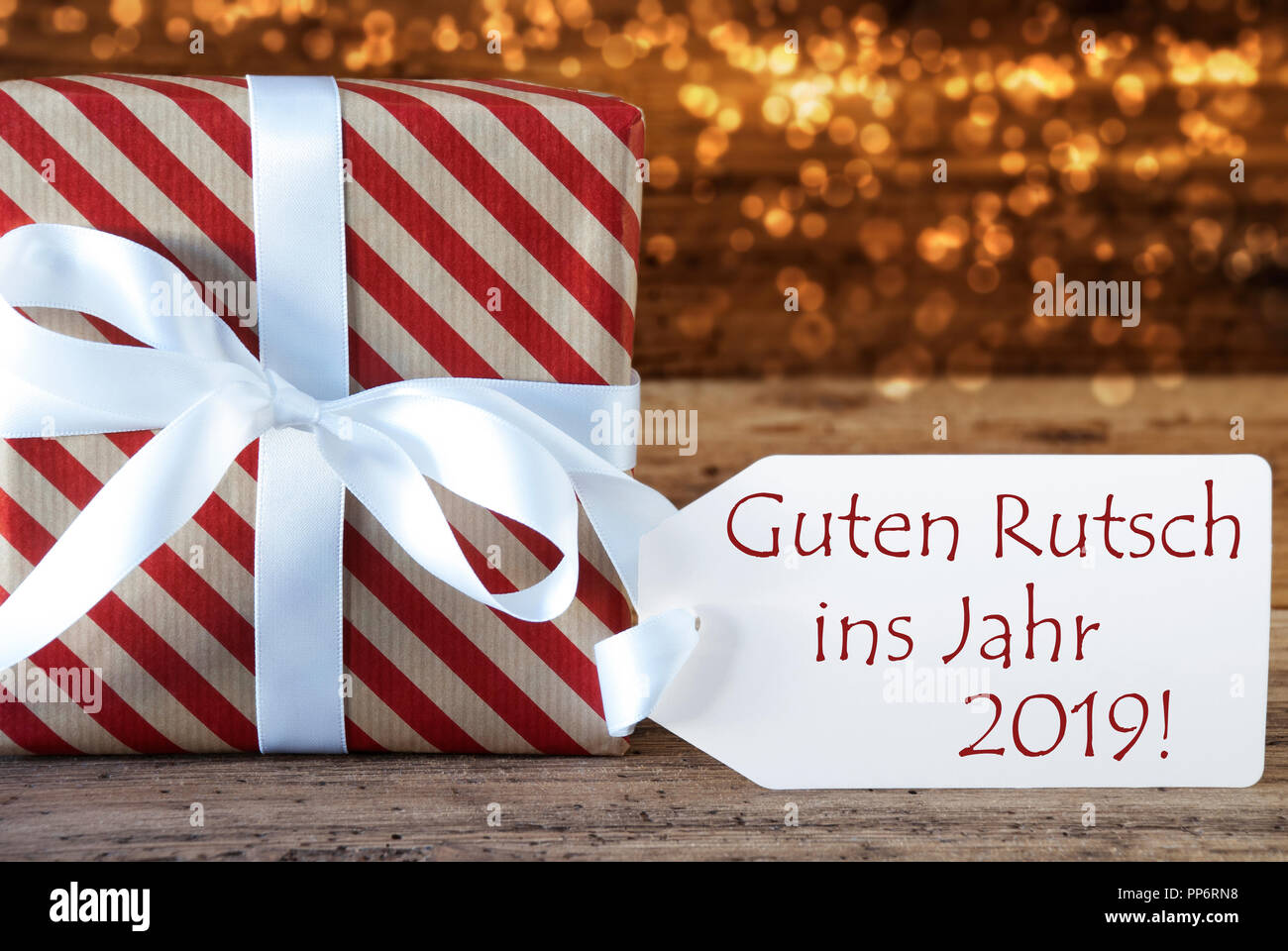 Cadeaux de Noël, Guten Rutsch 2019 signifie Nouvelle Année Banque D'Images