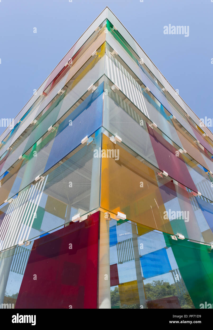 Malaga, Espagne - Juillet 9th, 2018 le Centre Pompidou : en verre et structure en acier Banque D'Images