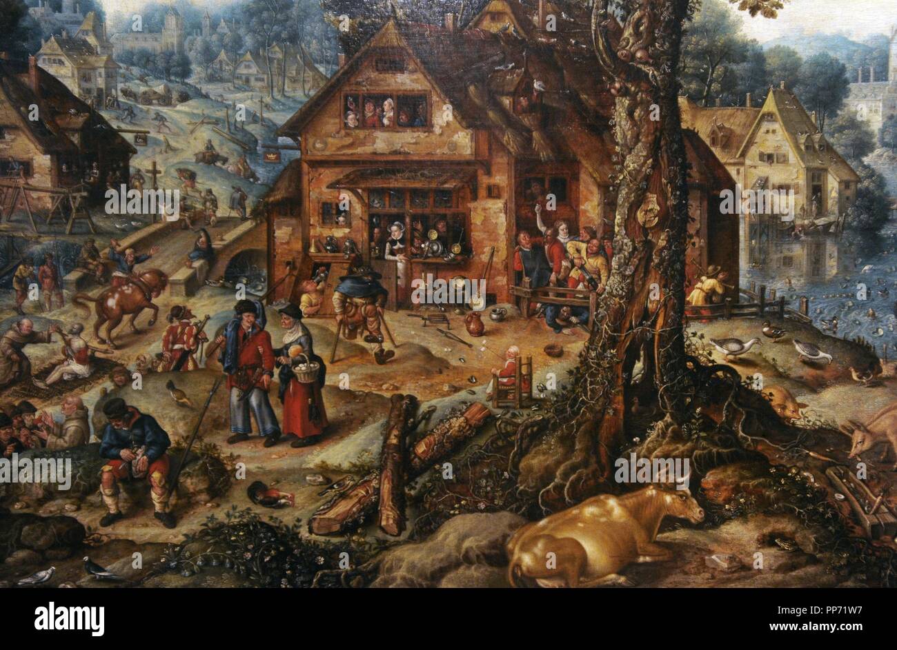 Hans Bol (1534-1593). Peintre flamand. Scène de village, 16e C. Galerie Nationale. Prague (Sternberg Palace). République tchèque. Banque D'Images