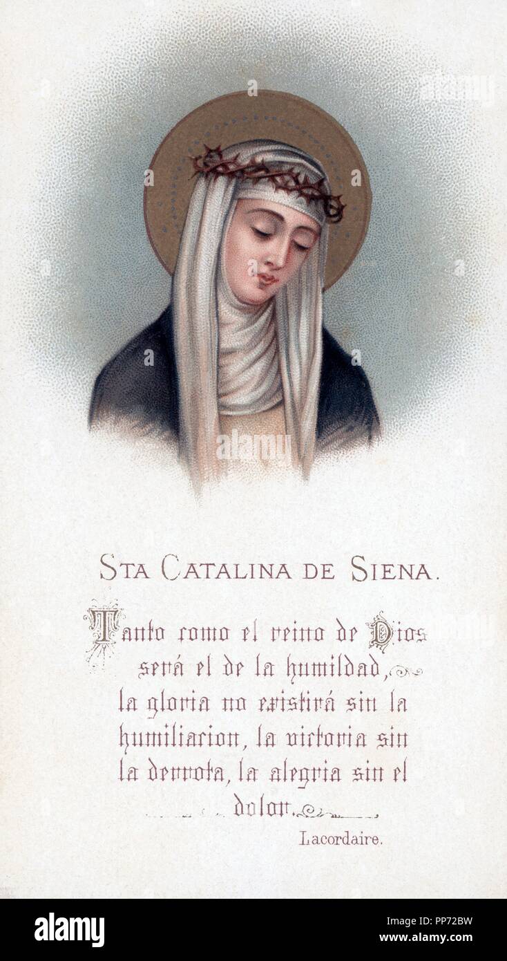 Santa Catalina de Siena (1347-1380), Dominique italiana y doctora de la iglesia. La gravure de 1900. Banque D'Images