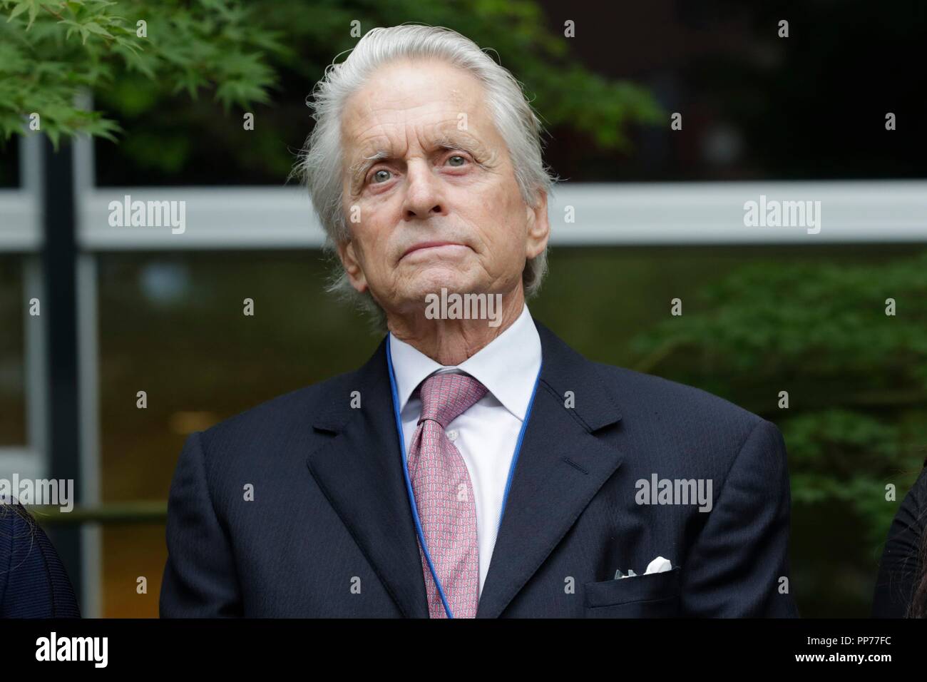 Organisation des Nations Unies, New York, USA, le 21 septembre 2018 - Michael Douglas, messager de la paix au cours de la cérémonie de la cloche de la paix annuel pour célébrer la Journée internationale de la paix aujourd'hui au siège des Nations Unies à New York. Photos : Luiz Rampelotto/EuropaNewswire dans le monde d'utilisation | Banque D'Images