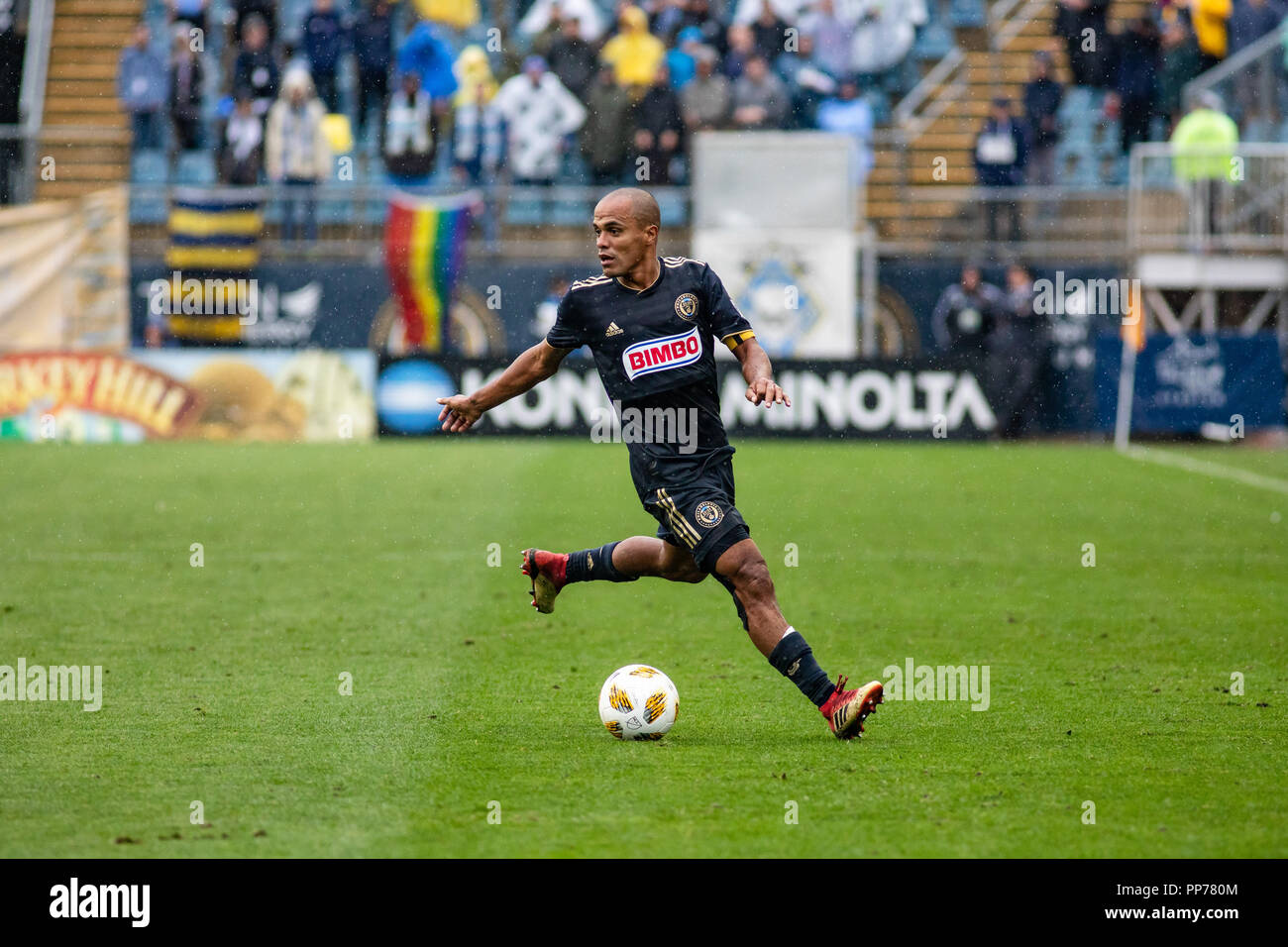 Chester, PA, USA. Septembre 23, 2018. Le capitaine de l'Union Fabinho (33) dans l'espace contre le Sporting KC dans la première moitié. © Ben Nichols/Alamy Live News Banque D'Images