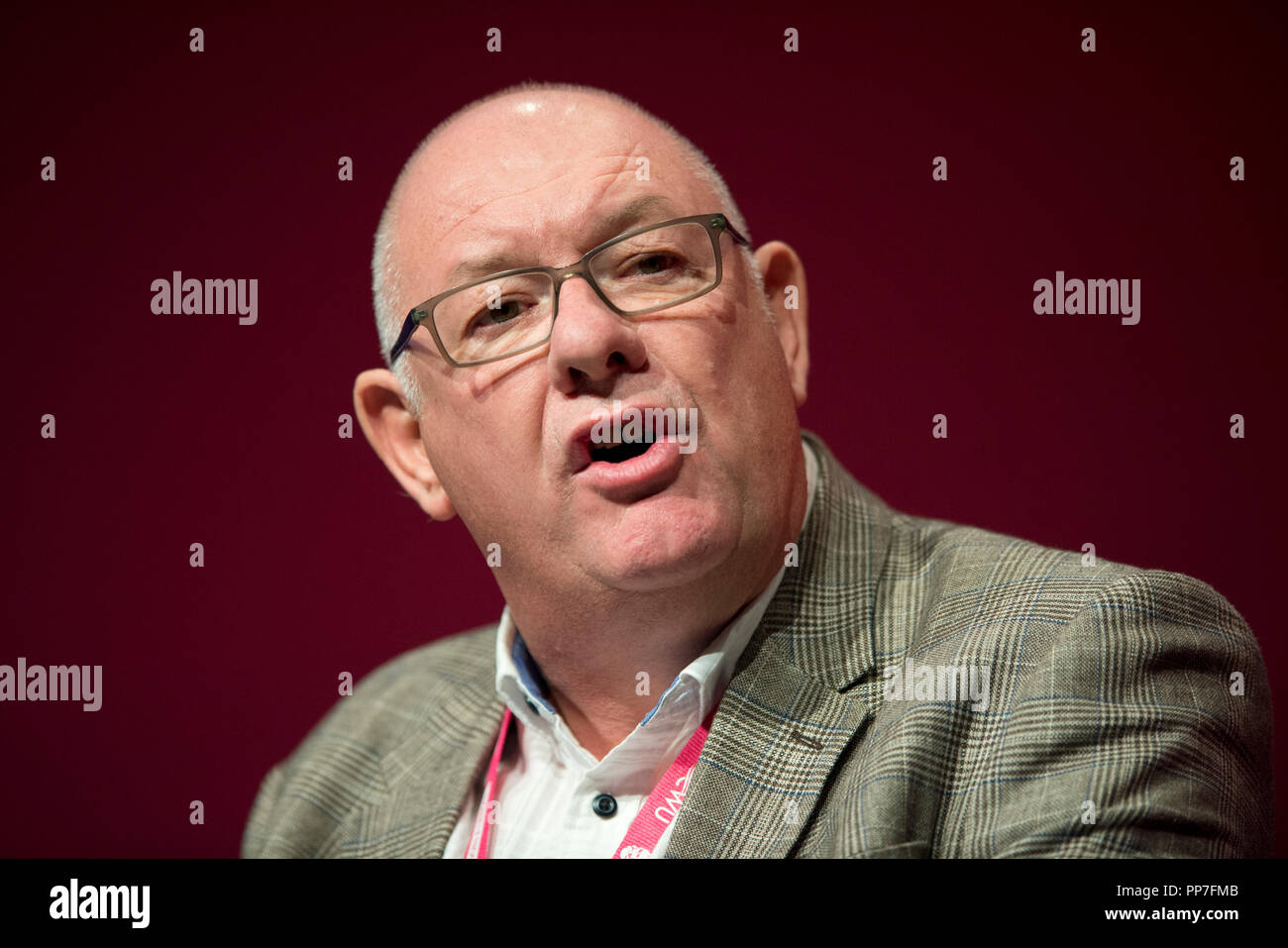 Liverpool, Royaume-Uni. Sep 24, 2018. Dave Ward, secrétaire général de la Communication Workers Union (CWU), prend la parole à la conférence du parti travailliste à Liverpool. Credit : Russell Hart/Alamy Live News Banque D'Images