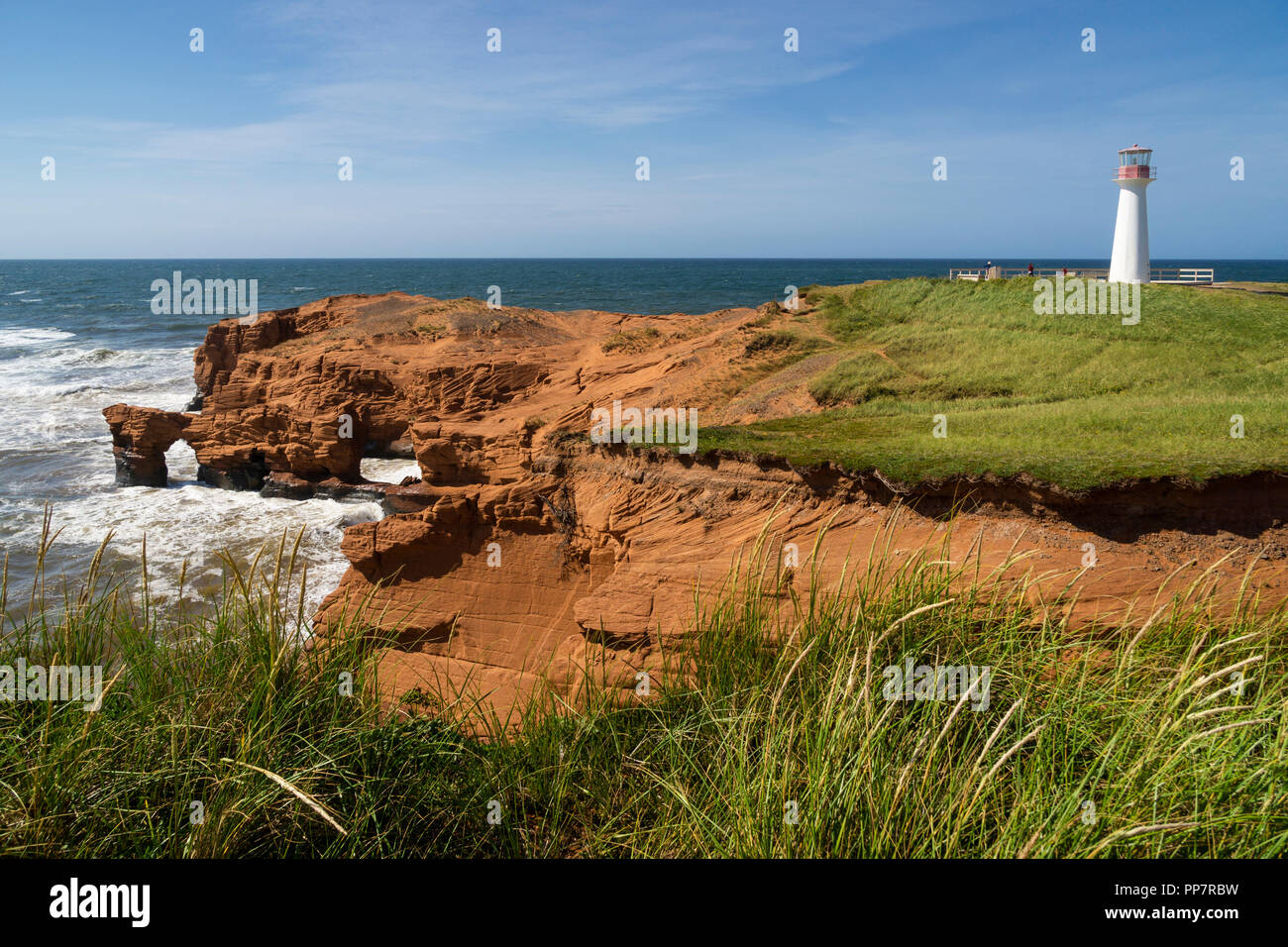 Le phare du cap à l'Etang-du-Nord sur l'île Grindstone, aux îles de la Madeleine, Québec, Canada. Banque D'Images
