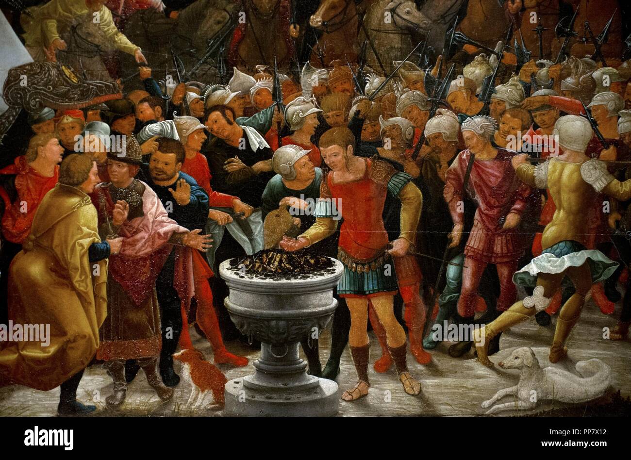 Abraham Schopfer (16ème siècle). Peintre allemand. Mucius Scaevola devant le roi Porsena, 1533. Détail. Musée national. Stockholm. La Suède. Banque D'Images