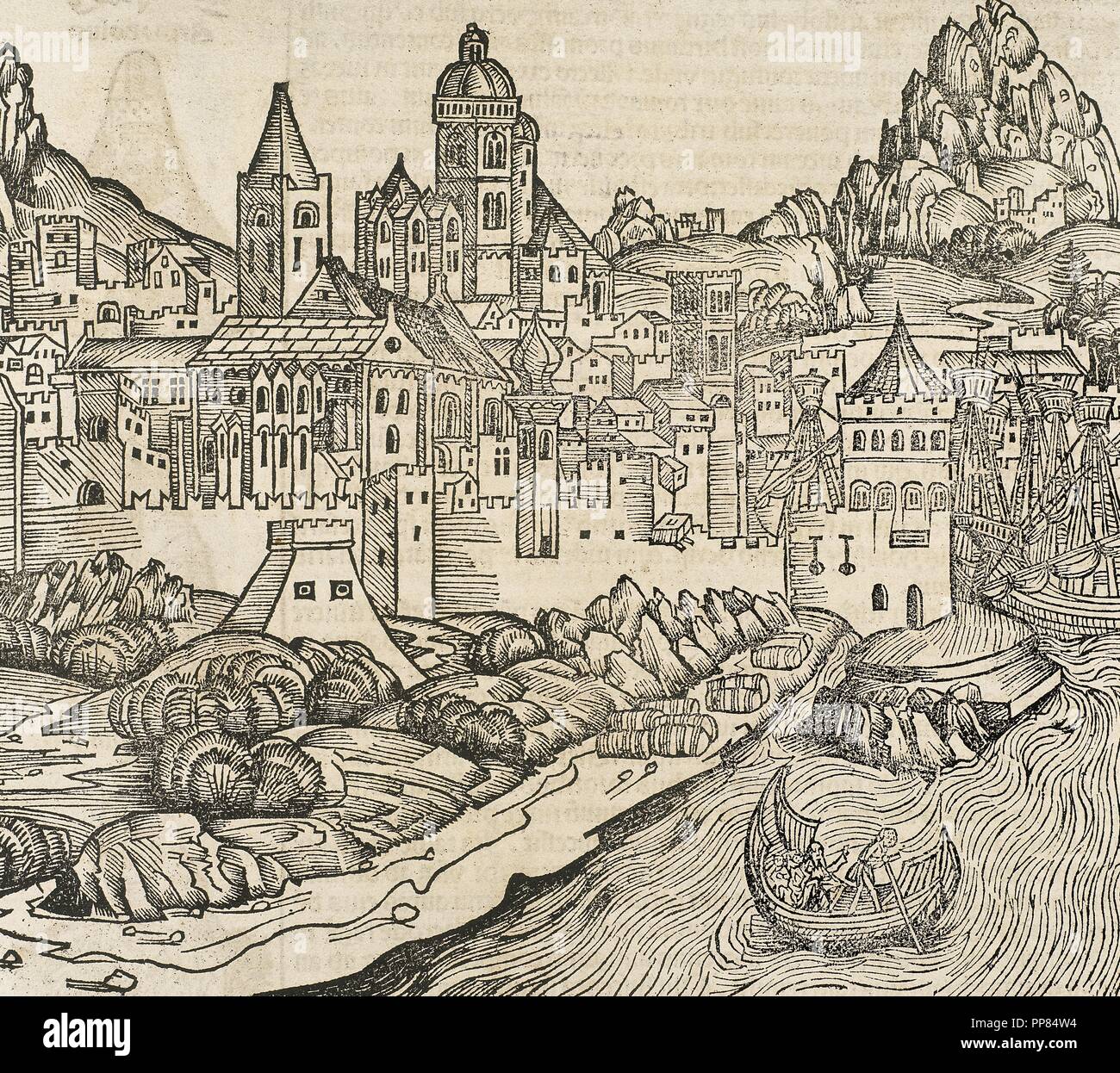 La France. Lyon. La gravure. 16e siècle. Banque D'Images