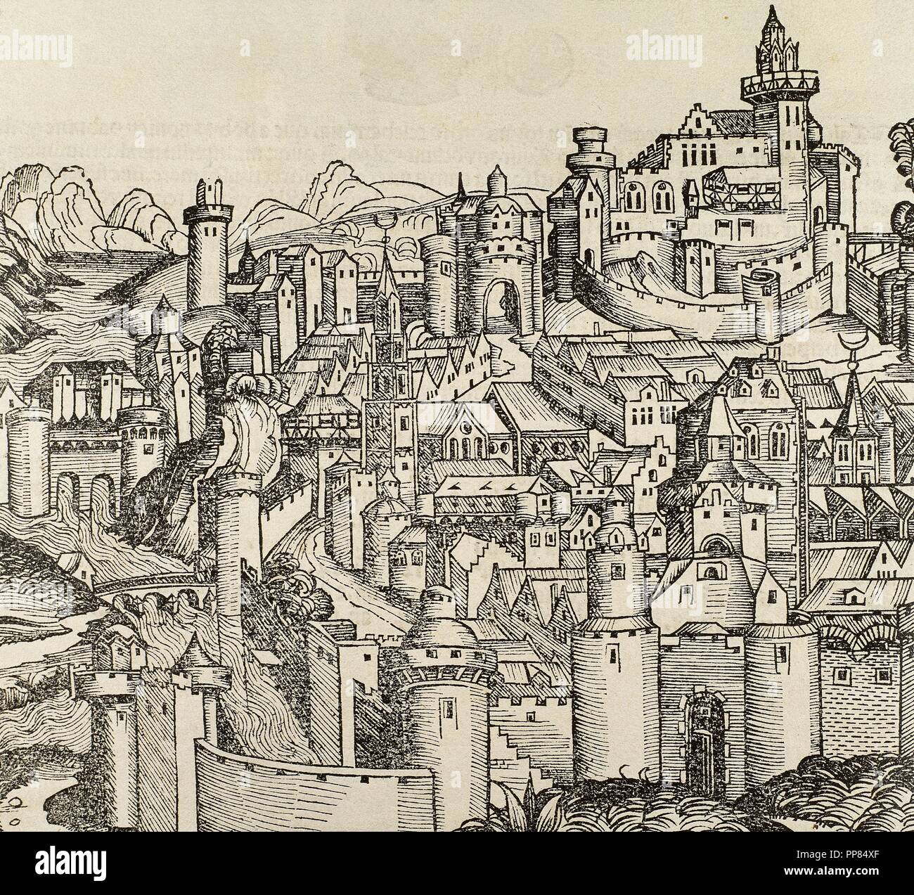 Pise. L'Italie. La gravure. 16e siècle. Banque D'Images