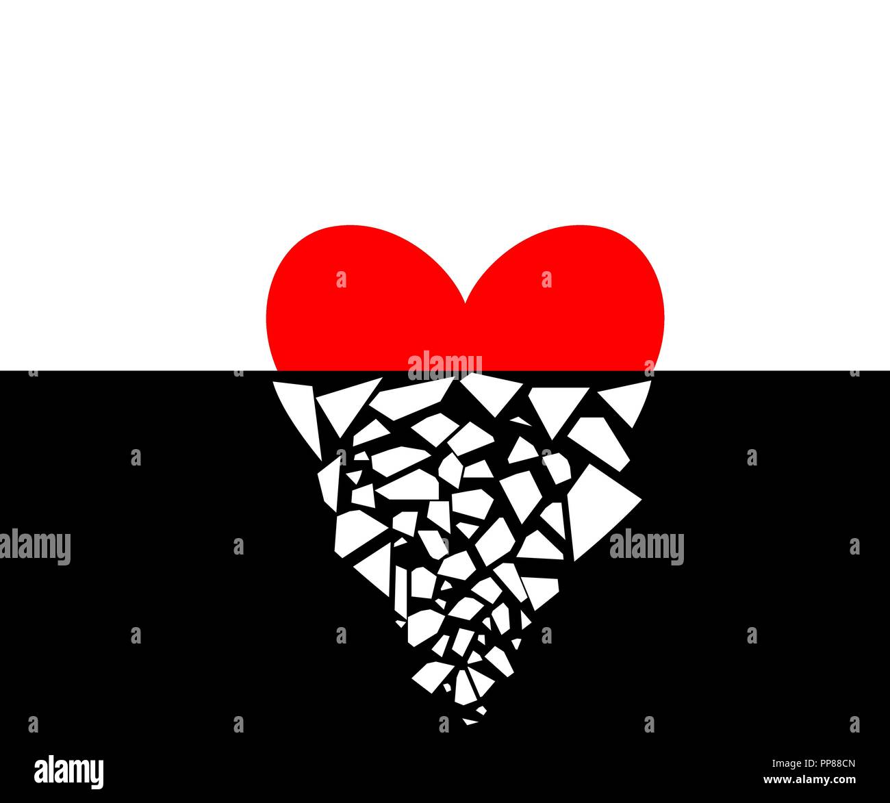 Vector illustration d'un demi-coeur brisé. Illustration de Vecteur