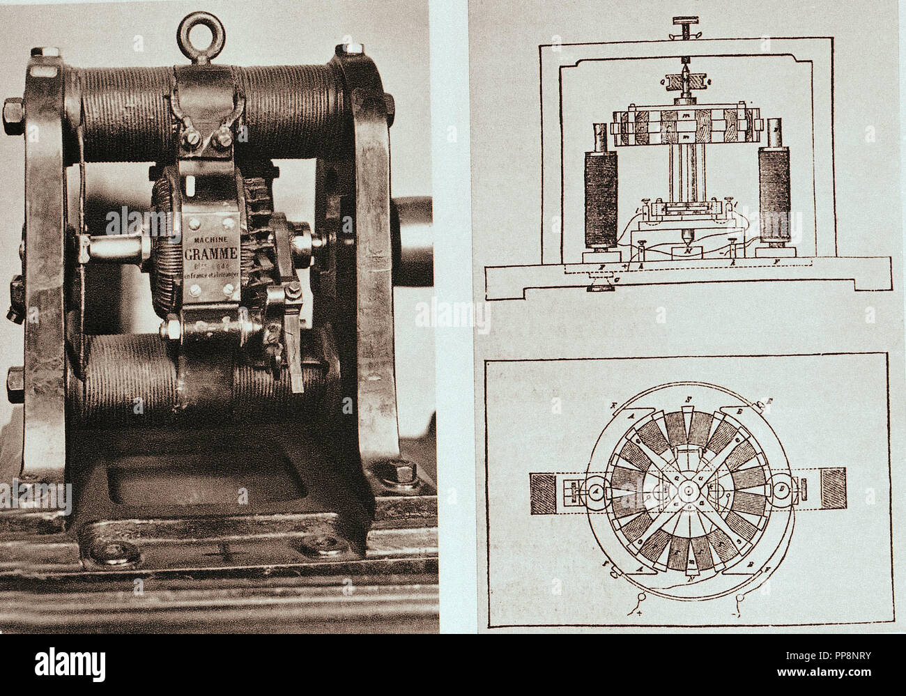 Le Dinamo, INVENTION CONSTRUIT PAR GRAMME ZENOBE THEOPILUS. Auteur : GRAMME ZÉNOBE, THÉOPILUS. Banque D'Images