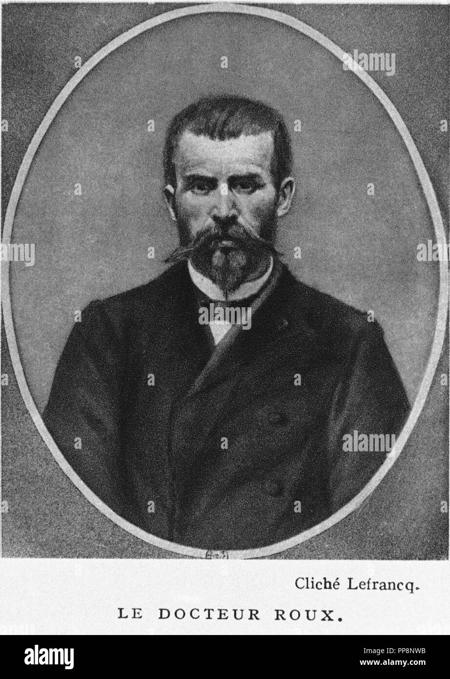 PORTRAIT D'EMILIO ROUX (1853-1933), bactériologiste français. Auteur : Lefrancq. Emplacement : BIBLIOTECA NACIONAL-COLECCION. MADRID. L'ESPAGNE. Banque D'Images