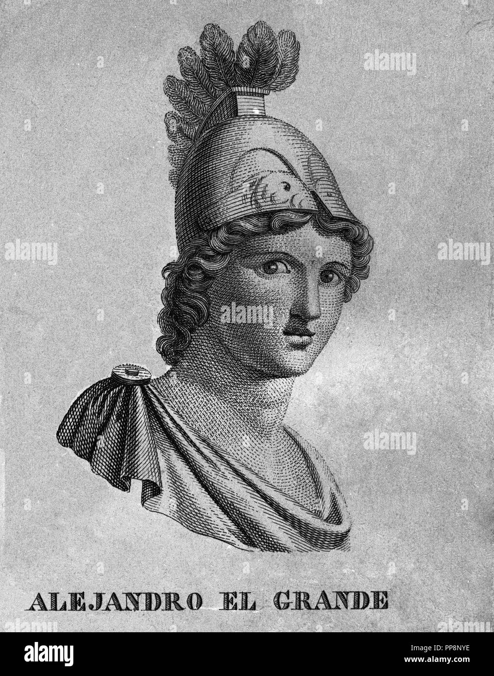 RETRATO DE ALEJANDRO MAGNO 356/323 AC. Auteur : ALABERN PABLO. Emplacement : BIBLIOTECA NACIONAL-COLECCION. MADRID. L'ESPAGNE. Banque D'Images