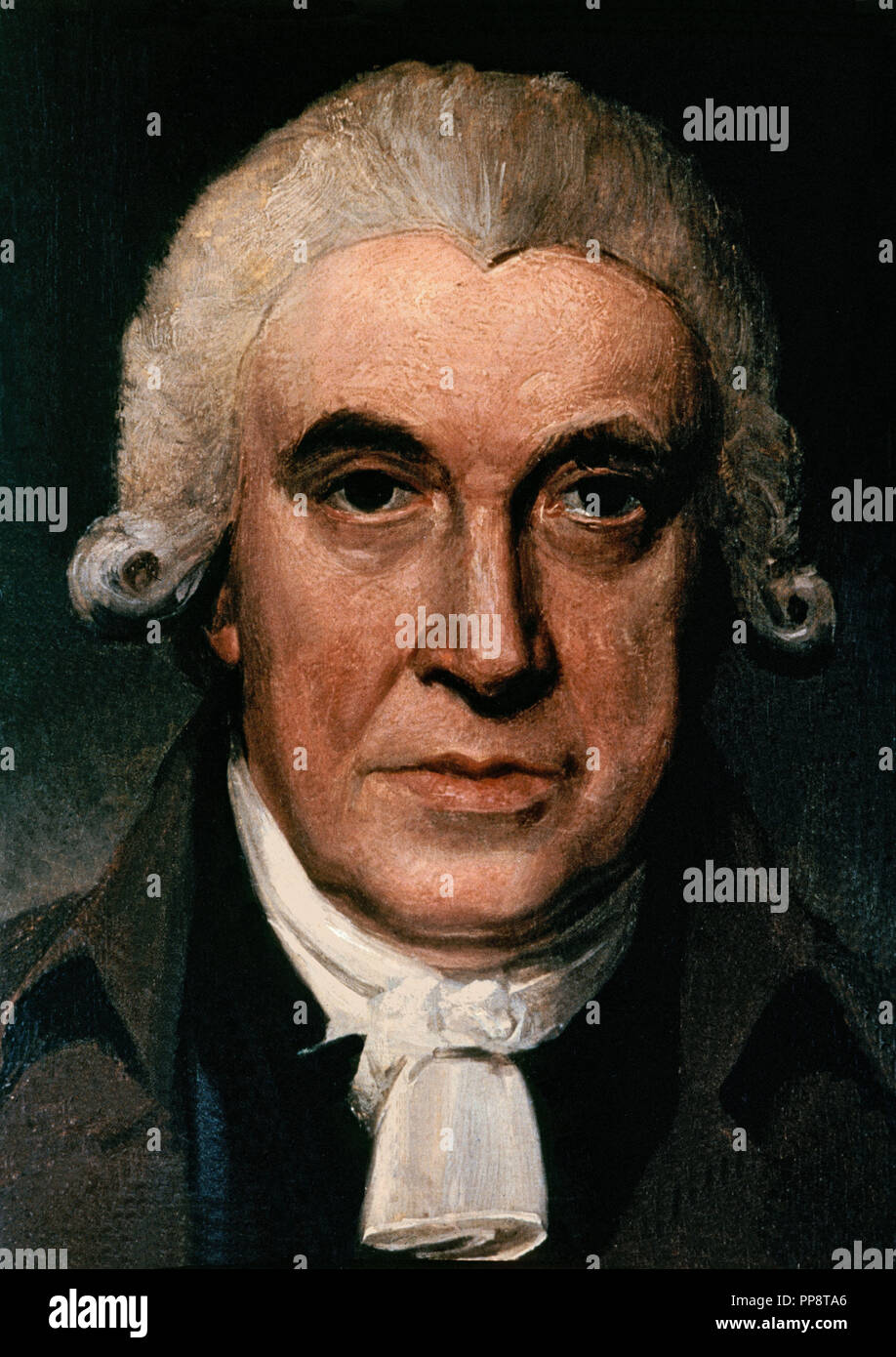 JAMES WATT (1736/1819) inventeur écossais, ingénieur mécanicien, et chimiste qui amélioré sur Thomas Newcomen's 1712 avec son moteur à vapeur Newcomen Watts machine à vapeur en 1781. 1797 - Huile sur table - 19,1x14,6 cm. Auteur : HENRY HOWARD. Lieu : Musée national du portrait. Londres. L'Angleterre. Banque D'Images