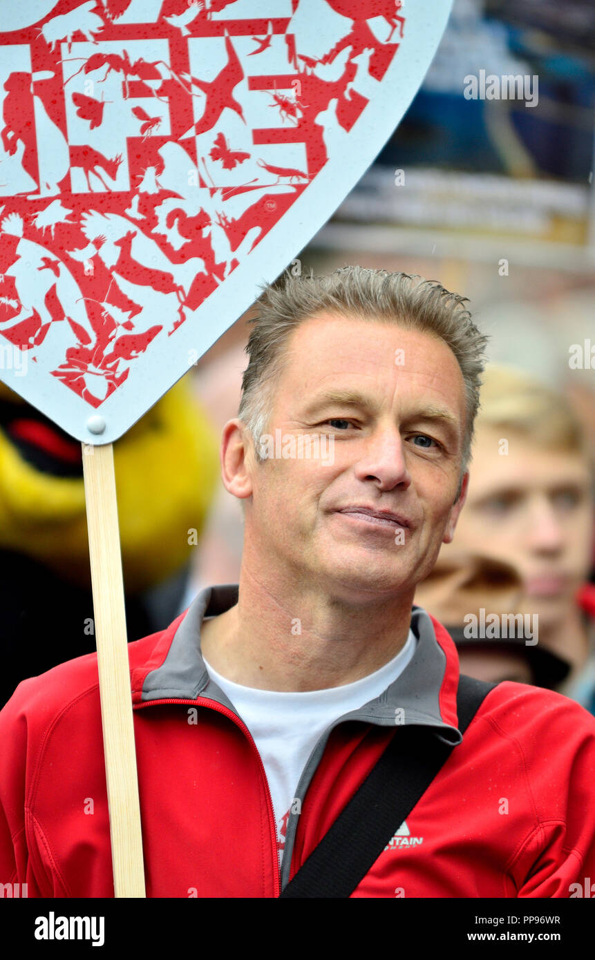 Chris Packham - nature TV presenter - à la tête de la Marche pour la faune, Londres, 22 sept 2018 Banque D'Images