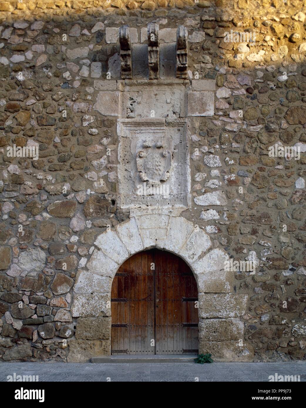 CASTILLO DE SAN ANDRES. Edificación situado cerca del Puerto, mandada construir por el marqués de El Carpio en el siglo XVI, cuya función era la de vigilar la línea de Costa. Detalle de la Fachada principal. CARBONERAS. Provincia de Almería. L'Andalousie. España. Banque D'Images