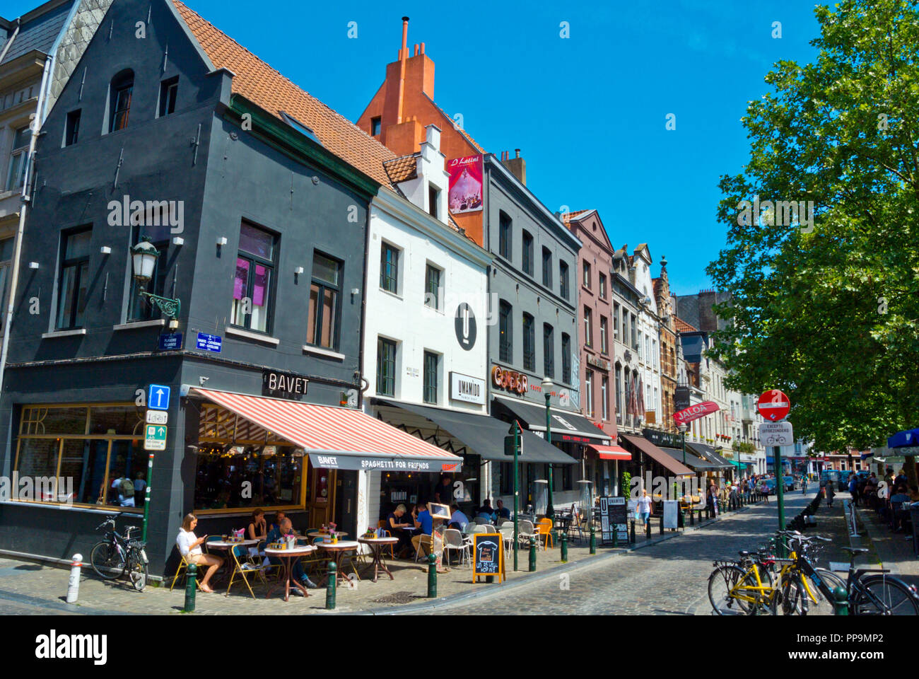 Restaurants, place Sainte-Catherine, Bruxelles, Belgique Photo Stock - Alamy
