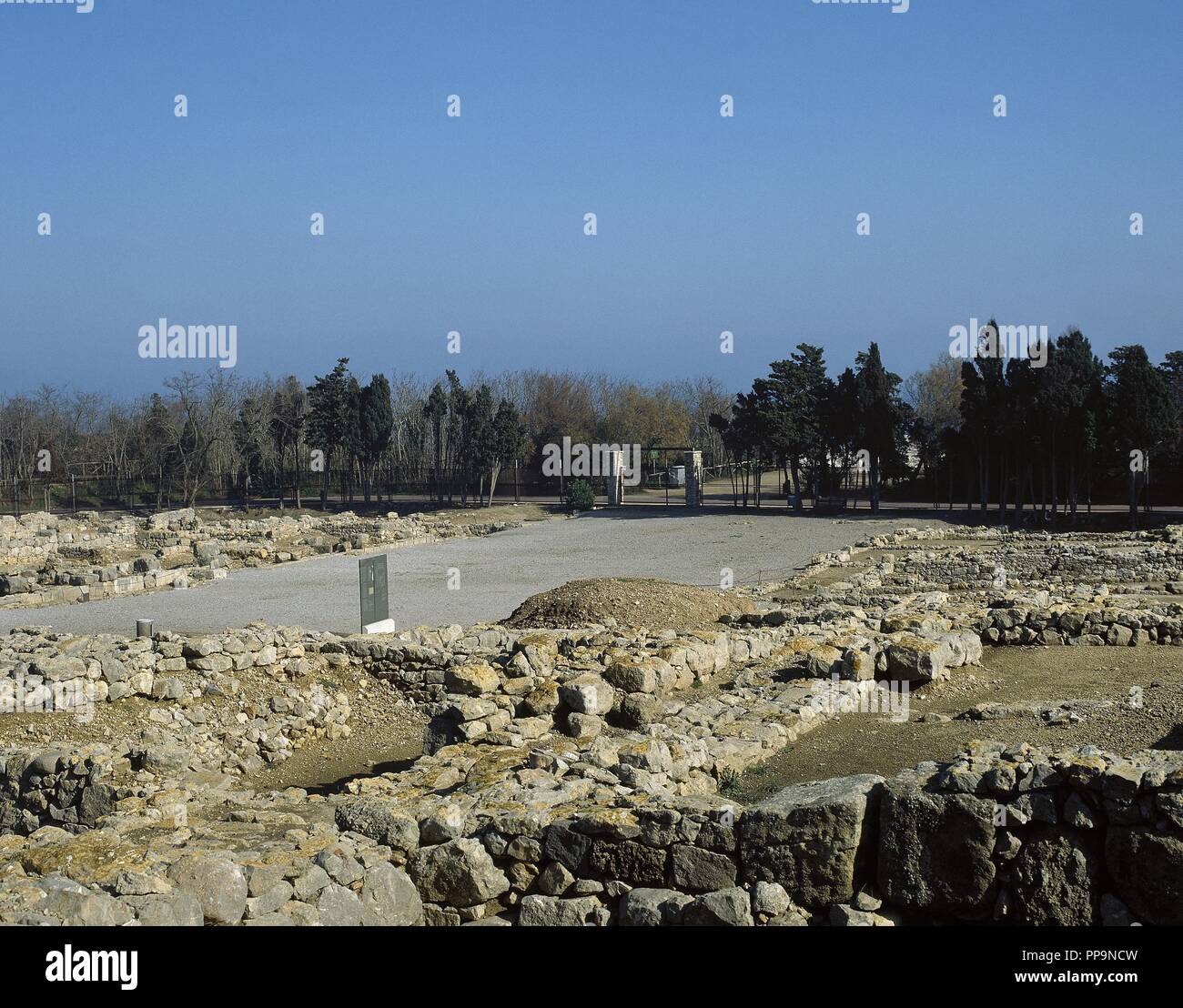 L'Espagne. Ampurias. Neapolis grecque. Panorama de la demeure de l'Agora, 2e siècle avant J.-C.. La Catalogne. Banque D'Images