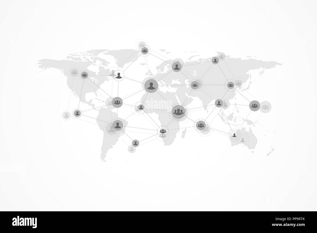 Médias sociaux et marketing de réseau concept sur World Map background. Global business concept et la technologie de l'internet, d'analyse des réseaux. Vector illustration Illustration de Vecteur