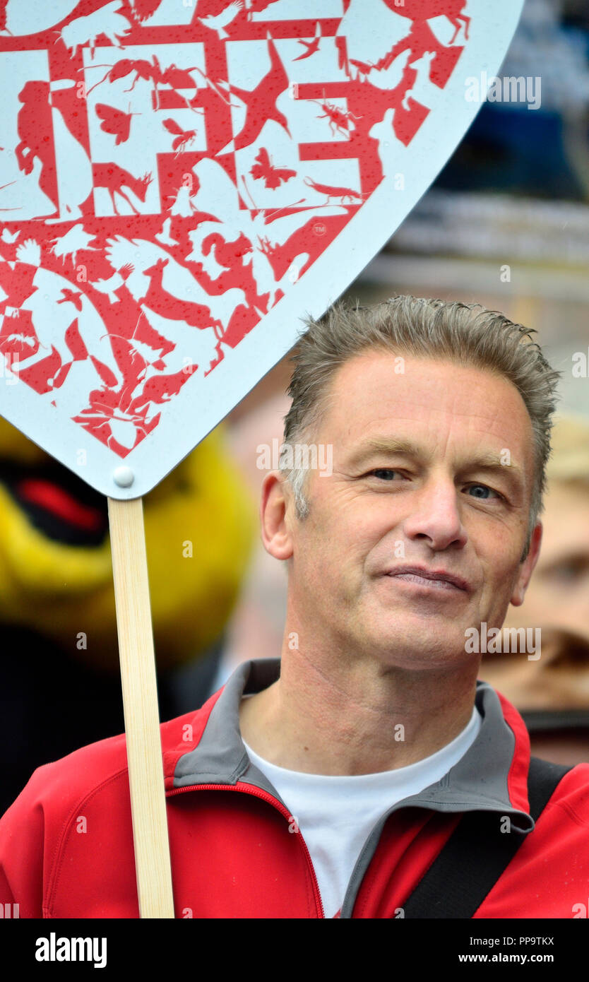Chris Packham - nature TV presenter - à la tête de la Marche pour la faune, Londres, 22 sept 2018 Banque D'Images