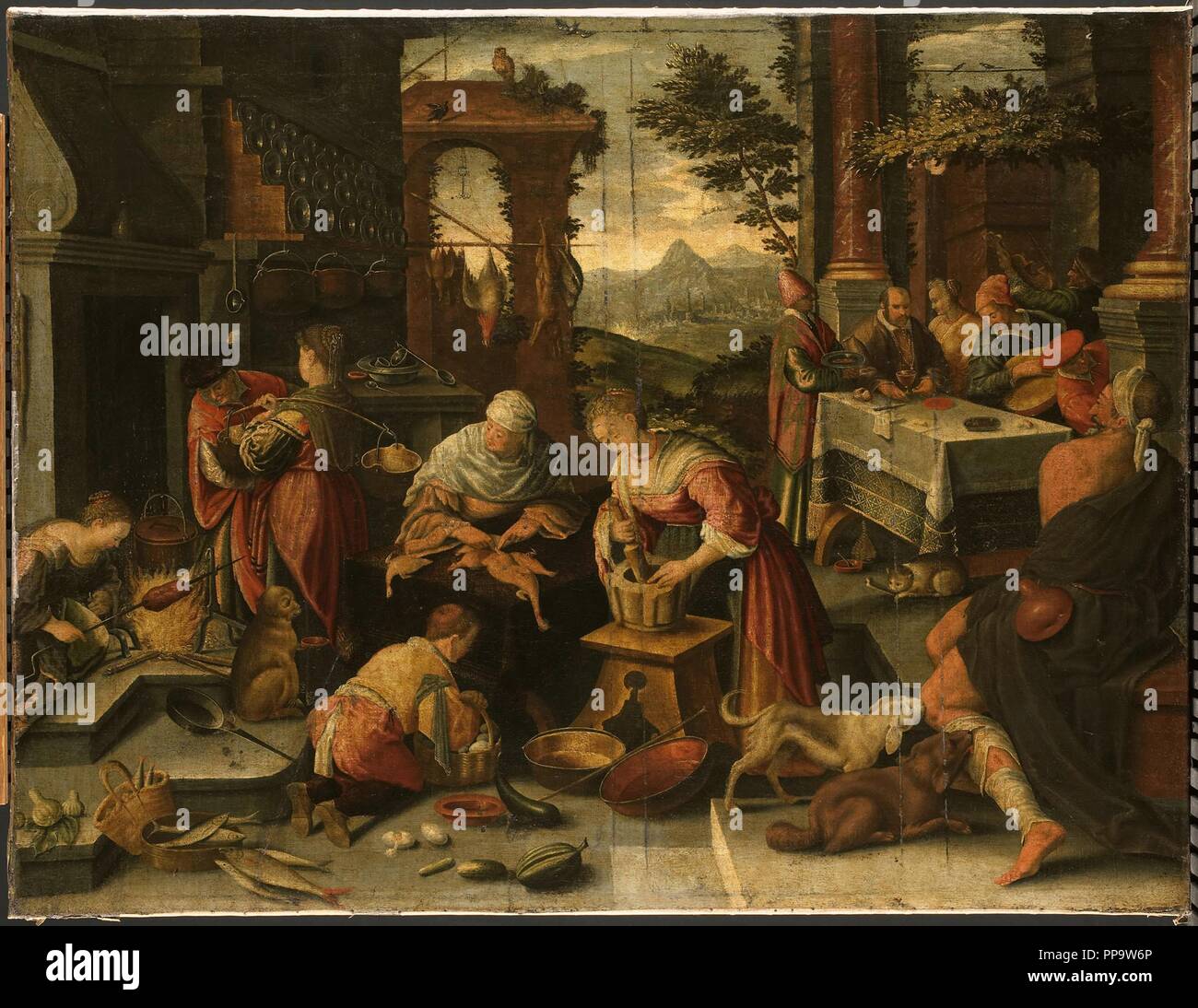 La parabole de l'homme riche et le pauvre Lazare. Musée : Rijksmuseum, Amsterdam. Auteur : Bassano, Jacopo, il Vecchio. Banque D'Images