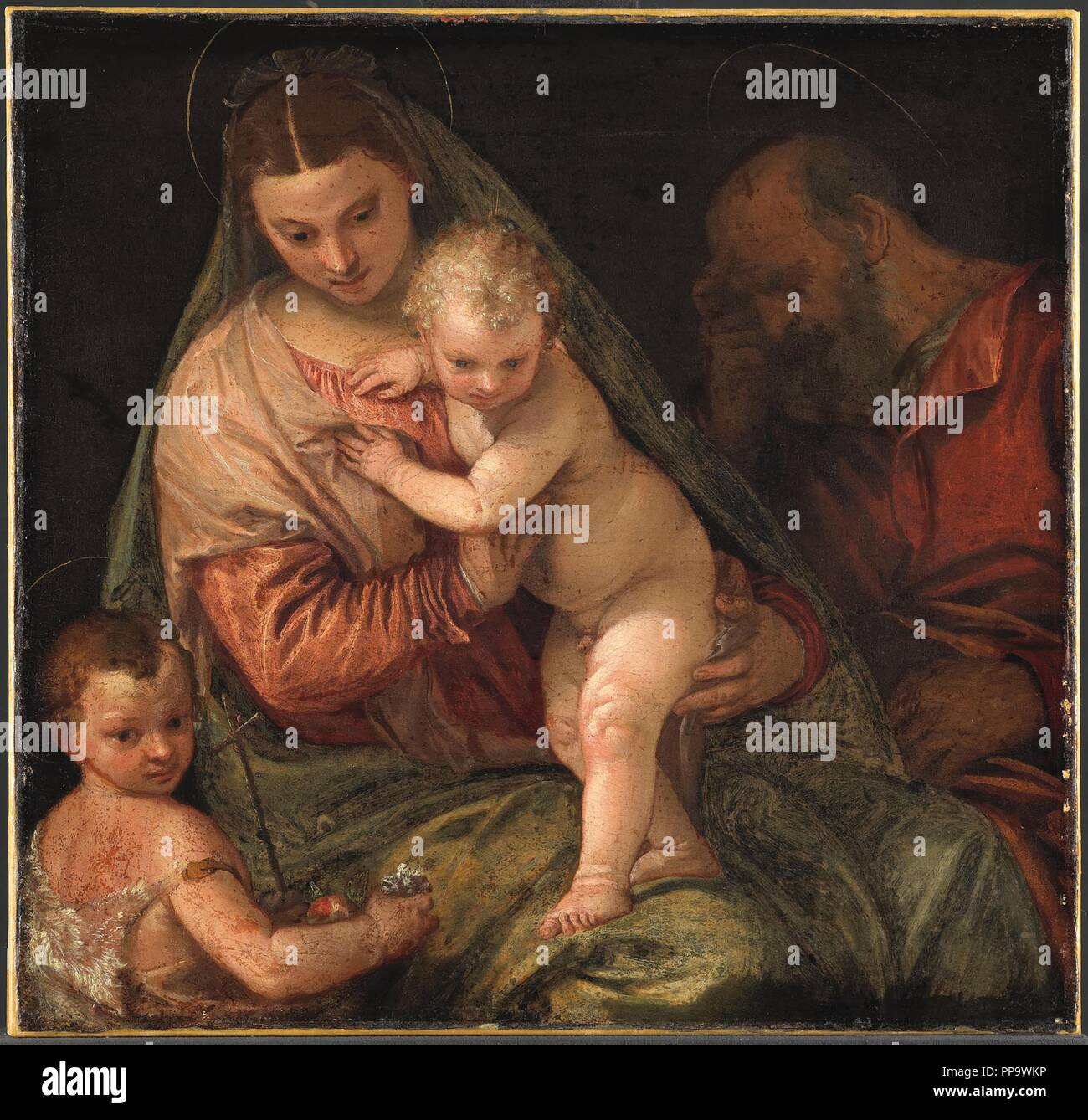 La Sainte Famille avec saint Jean-Baptiste comme un garçon. Musée : Rijksmuseum, Amsterdam. Auteur : VERONESE, Paolo. Banque D'Images