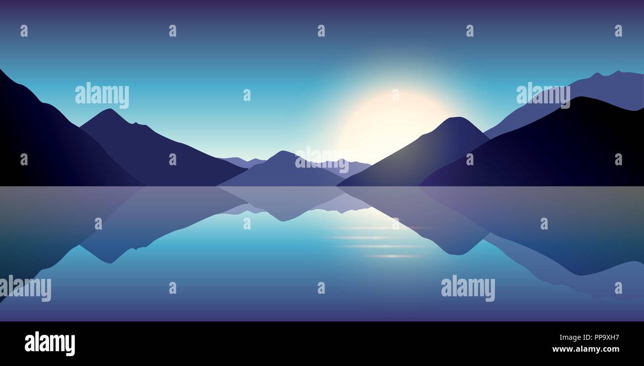 Blue Mountain et l'océan dans le crépuscule paysage illustration vecteur EPS10 Illustration de Vecteur
