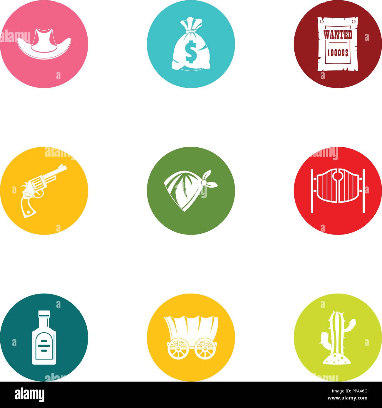 Wild bank icons set, style plat Illustration de Vecteur