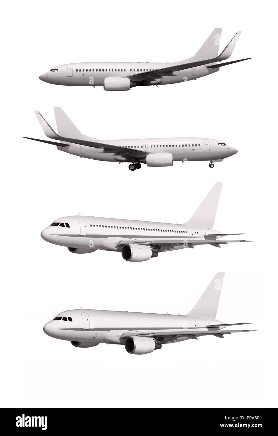 Les avions commerciaux isolé sur fond blanc Banque D'Images