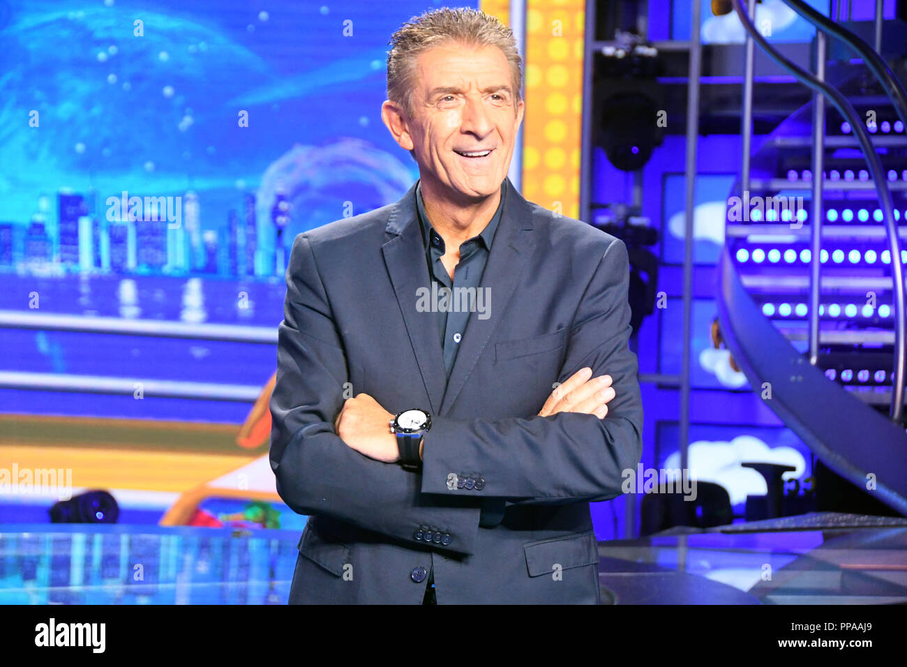 Milano Italie 20 septembre 2018 - 82 cm - Photocal Striscia la Notizia présentation Il conduttore Ezio Greggio Crédit : Giuseppe Andidero/Alamy Stock Banque D'Images
