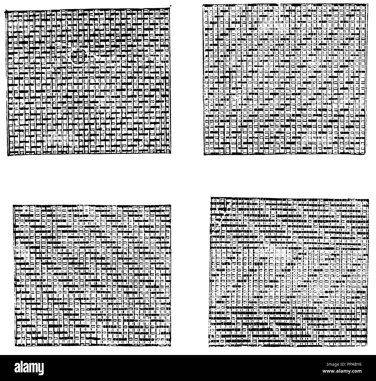Croisé à trois brins (en haut à gauche), deux adapté croisé (en bas à gauche), quatre-twill tissu chevron (en haut à droite), Atlas bartender (en bas à droite), Banque D'Images