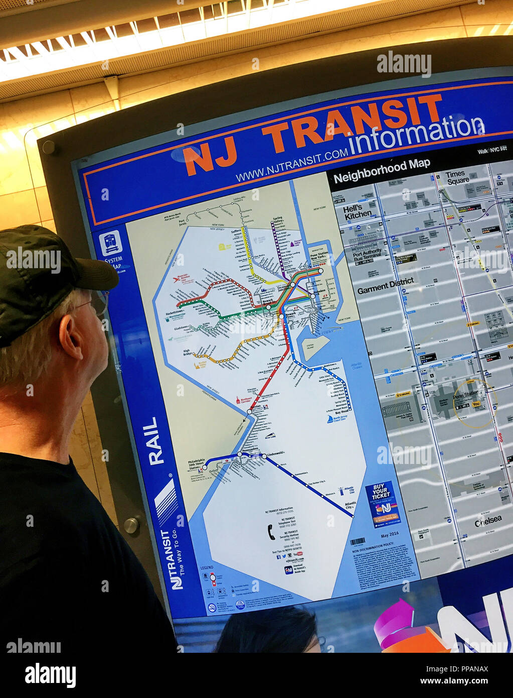 La carte du New Jersey Transit, Penn Station, NYC Banque D'Images