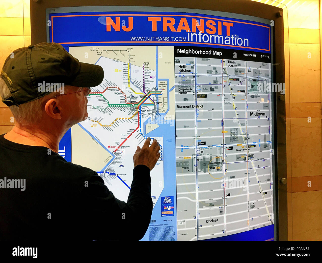 La carte du New Jersey Transit, Penn Station, NYC Banque D'Images