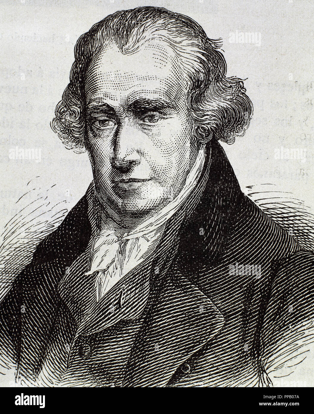 WATT, James (1736-Greenok Heathfield, 1819). L'inventeur écossais et ingénieur en mécanique. Gravure du xixe siècle. Banque D'Images