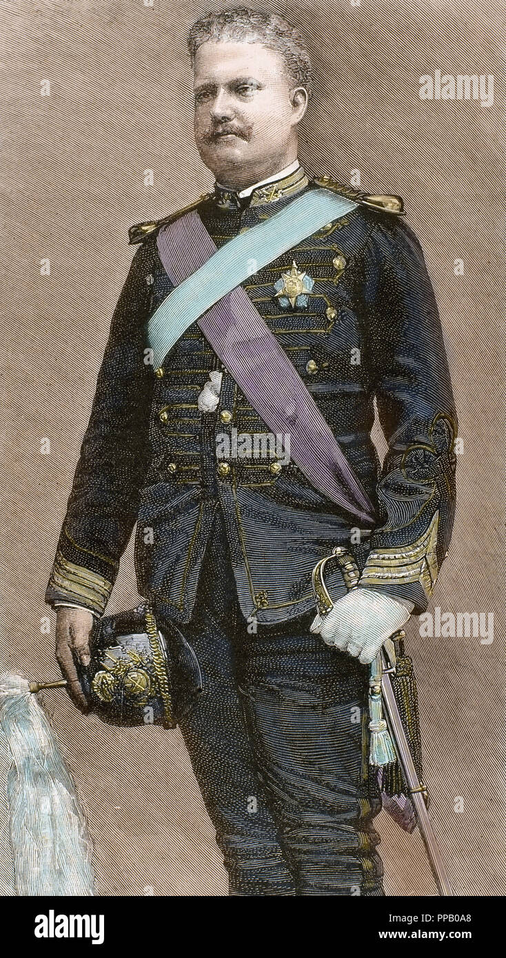 Charles I de Portugal (1863-1908). Roi du Portugal et l'Algarves (1889-1908). Gravure par Carretero. Banque D'Images