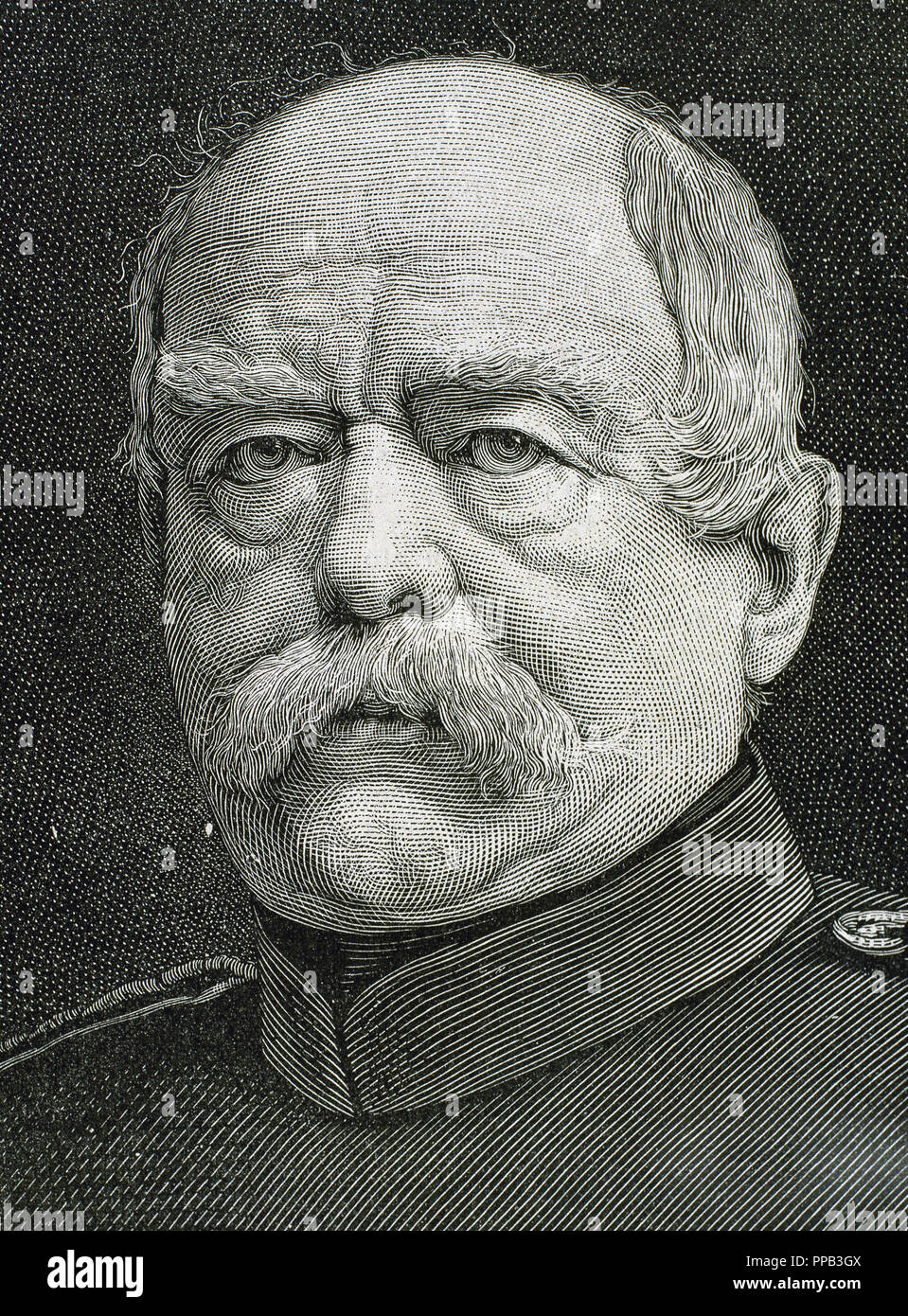 BISMARCK, Otto-Leopold, Prince de (Schonhauser, 1815-Friedrichsruhe, 1898). Homme d'État allemand. Proclamé Chancelier de l'Empire en 1871. En 1890 Guillaume II l'ont forcé à démissionner. Gravure du xixe siècle. Banque D'Images