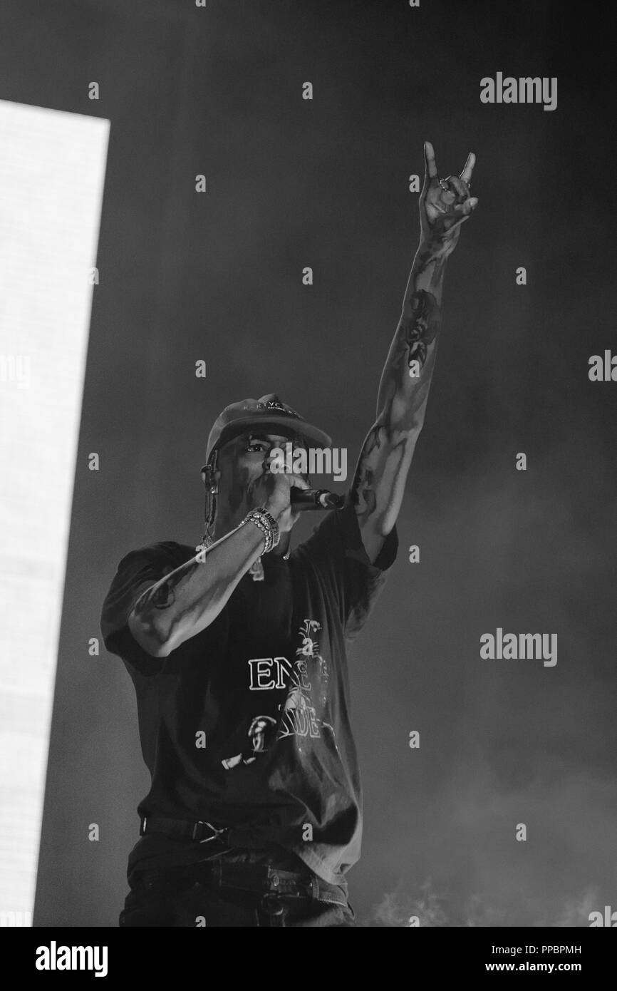 23 septembre 2018 - Las Vegas, Nevada, États-Unis - le rappeur TRAVIS SCOTT Au cours de la vie est belle musique Festival à Las Vegas, Nevada (crédit Image : © Daniel DeSlover/Zuma sur le fil) Banque D'Images