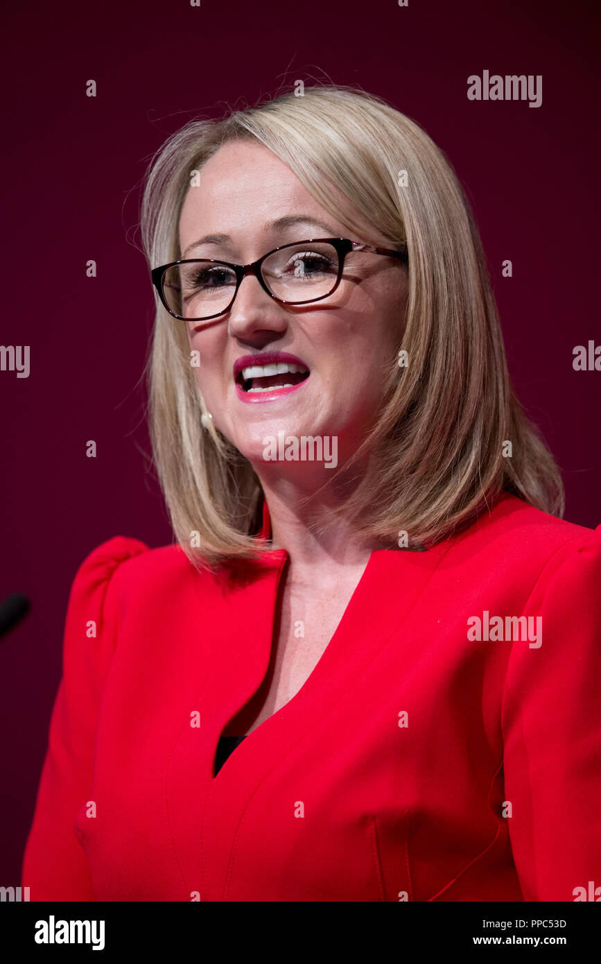 Liverpool, Royaume-Uni. 25 septembre 2018. Rebecca Bailey longue ombre, Secrétaire d'État pour les affaires, l'énergie et de stratégie industrielle et du travail de député de Salford et Eccles parle lors de la conférence du parti travailliste à Liverpool. © Russell Hart/Alamy Live News. Banque D'Images