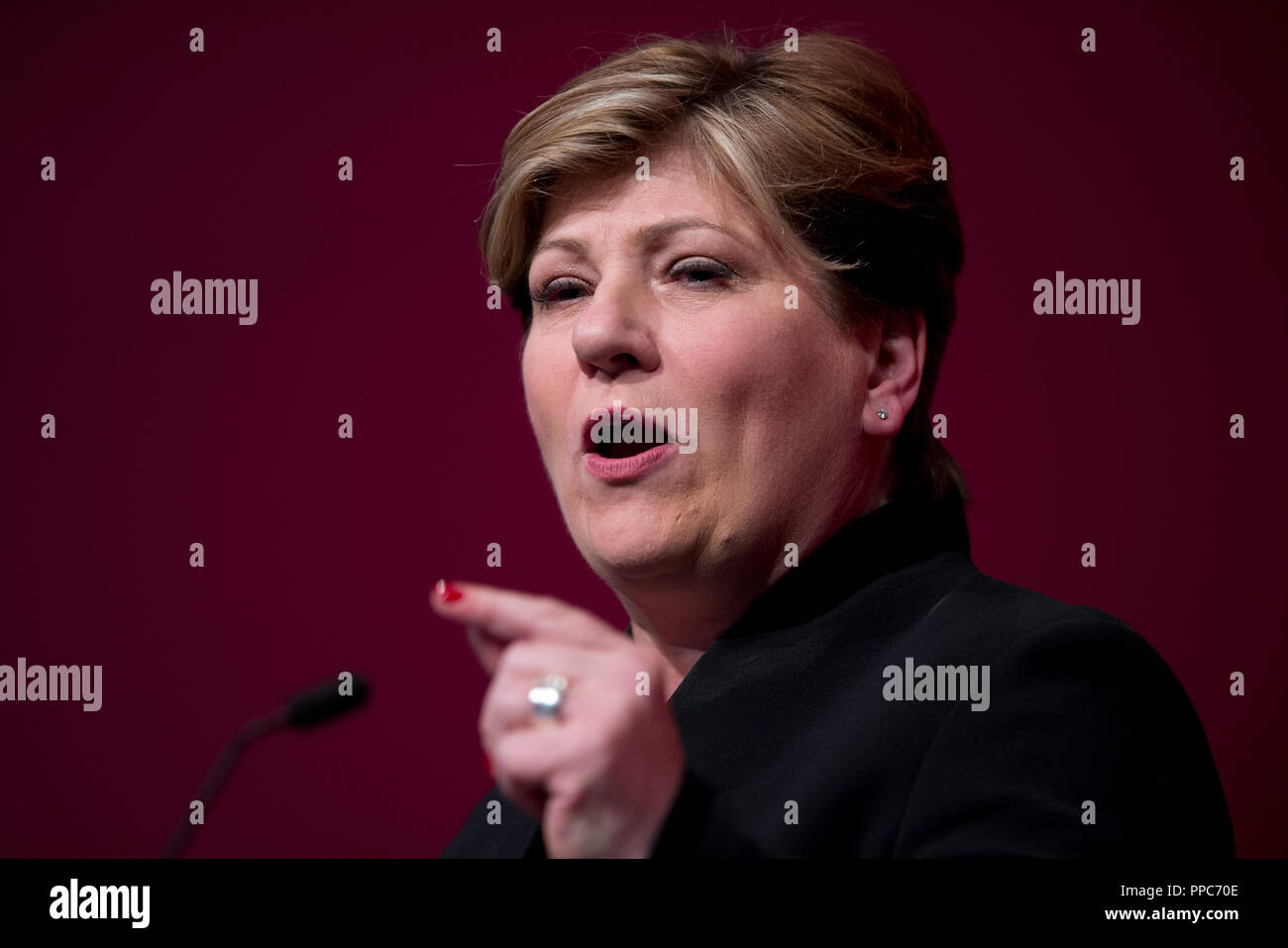 Liverpool, Royaume-Uni. 25 septembre 2018. Emily Thornberry, Premier Secrétaire d'état d'ombre, Ombre Secrétaire d'État aux Affaires étrangères et du Commonwealth et du Travail et député d'Islington Finsbury parle du sud lors de la conférence du parti travailliste à Liverpool. © Russell Hart/Alamy Live News. Banque D'Images