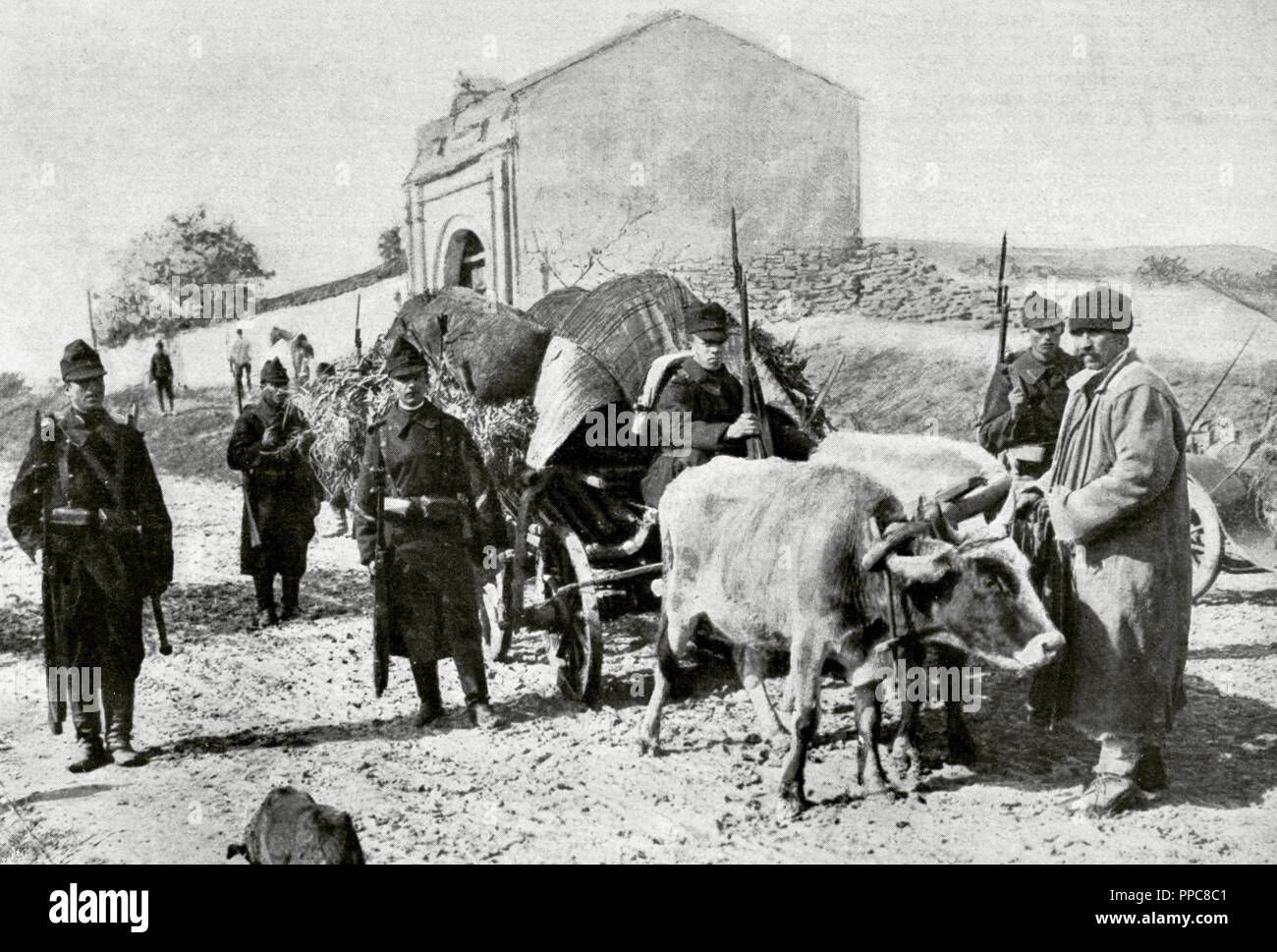 La Première Guerre mondiale (1914-1918). Convoi de l'armée roumaine. Année 1915. Banque D'Images