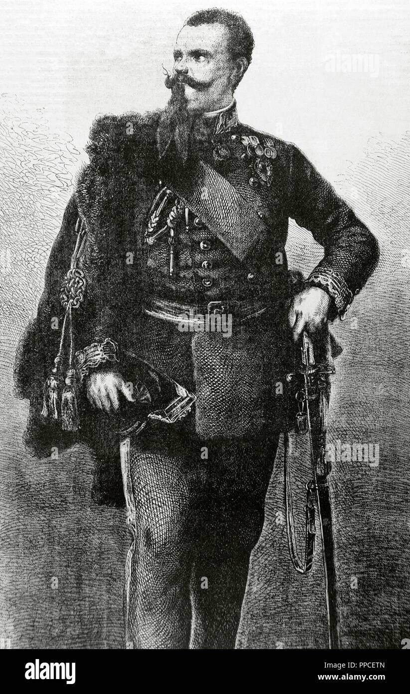Victor Emmanuel II (1820-1878). Roi de Sardaigne (1849-1861) et Roi d'Italie (1861-1878). Portrait. La gravure. 'L'Univers illustre', 1862. Banque D'Images