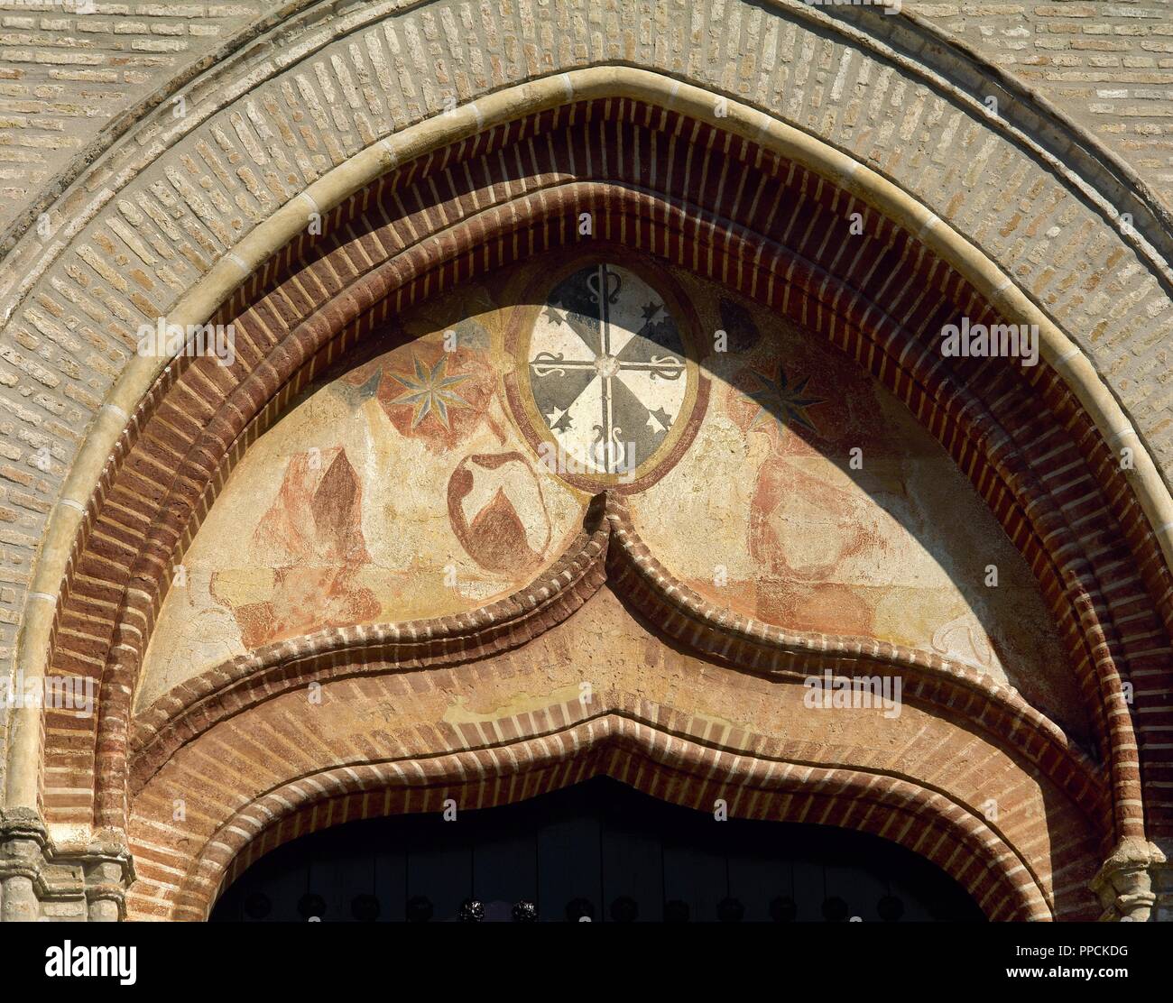 Église de Dominique de Guzman, 16ème siècle. Arch. Lepe. Province de Huelva. L'Andalousie. L'Espagne. Banque D'Images