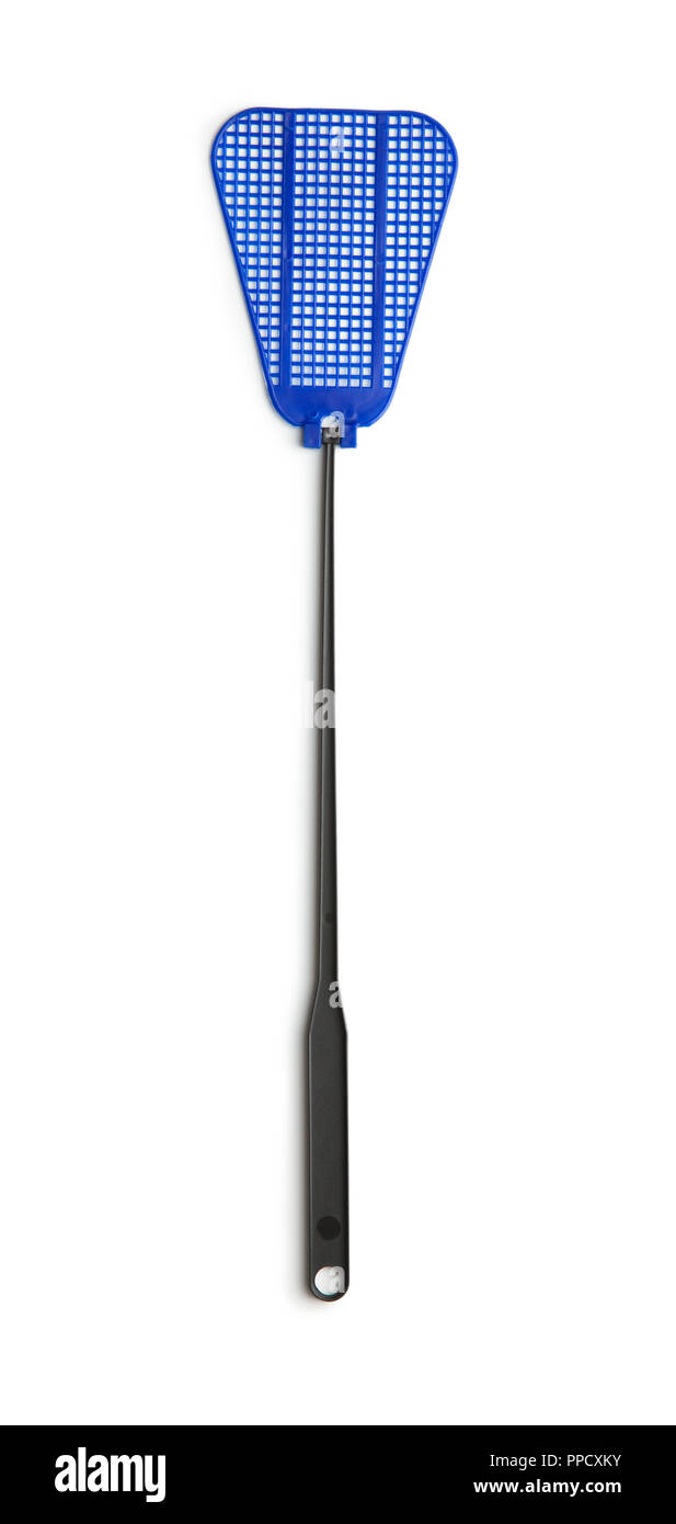 Le plastique flyswatter isolé sur fond blanc. Banque D'Images