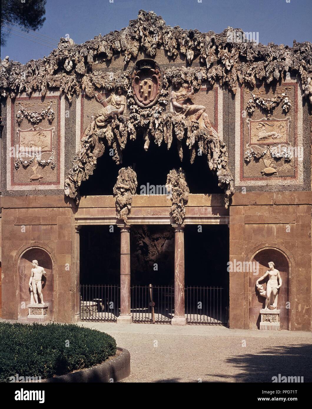 FACHADA DE LA GRUTA BUONTALENTI , 1583. Auteur : Bernardo Buontalenti,. Lieu : Palais Pitti Jardins de Boboli. Florenz. ITALIA. Banque D'Images