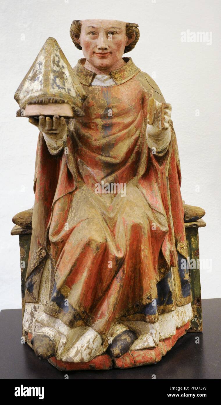 Saint Dionysius. Cologne, c. 1330. Noyer, polychrome.  Schnu tgen Museum. Cologne, Allemagne. Banque D'Images