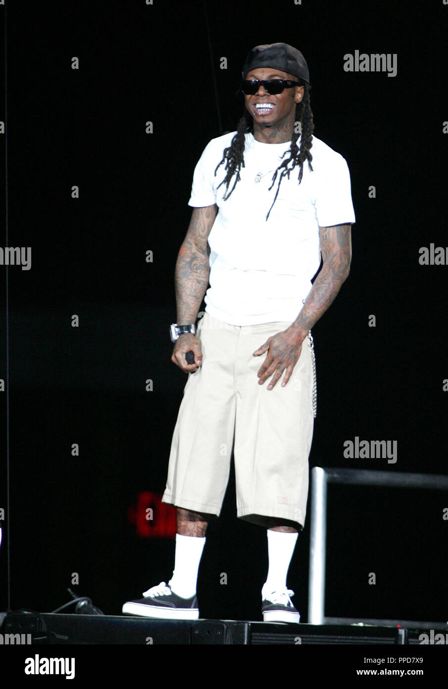 Lil Wayne se produit en concert sur son 'je suis Music' tour à l'American Airlines Arena de Miami le 14 décembre 2008. Banque D'Images