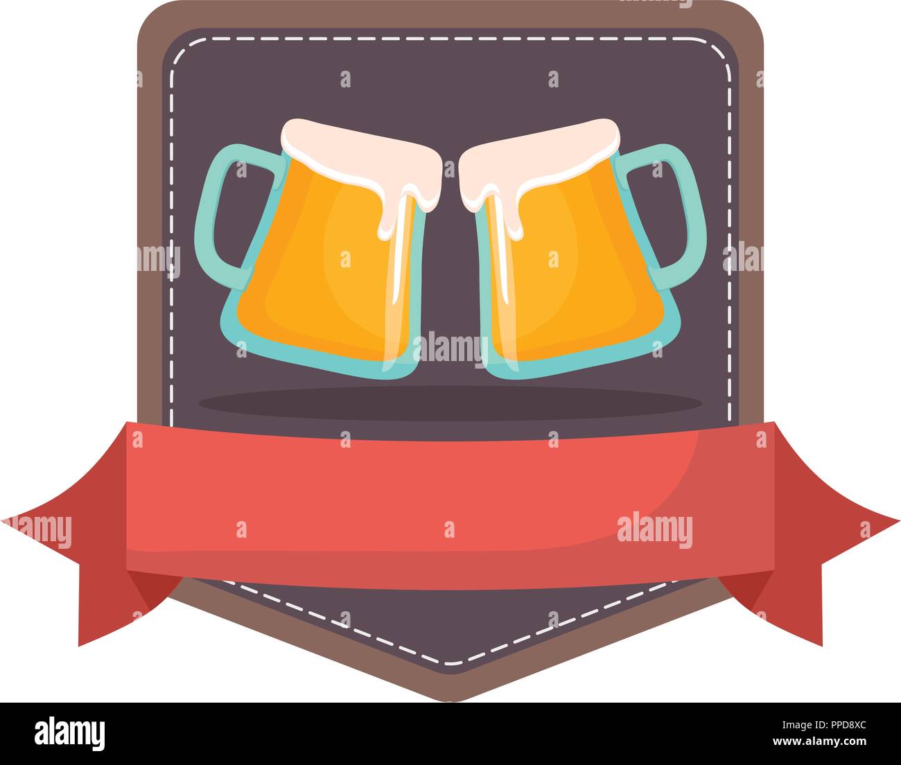Verre à bière fête toast emblème vector illustration Illustration de Vecteur