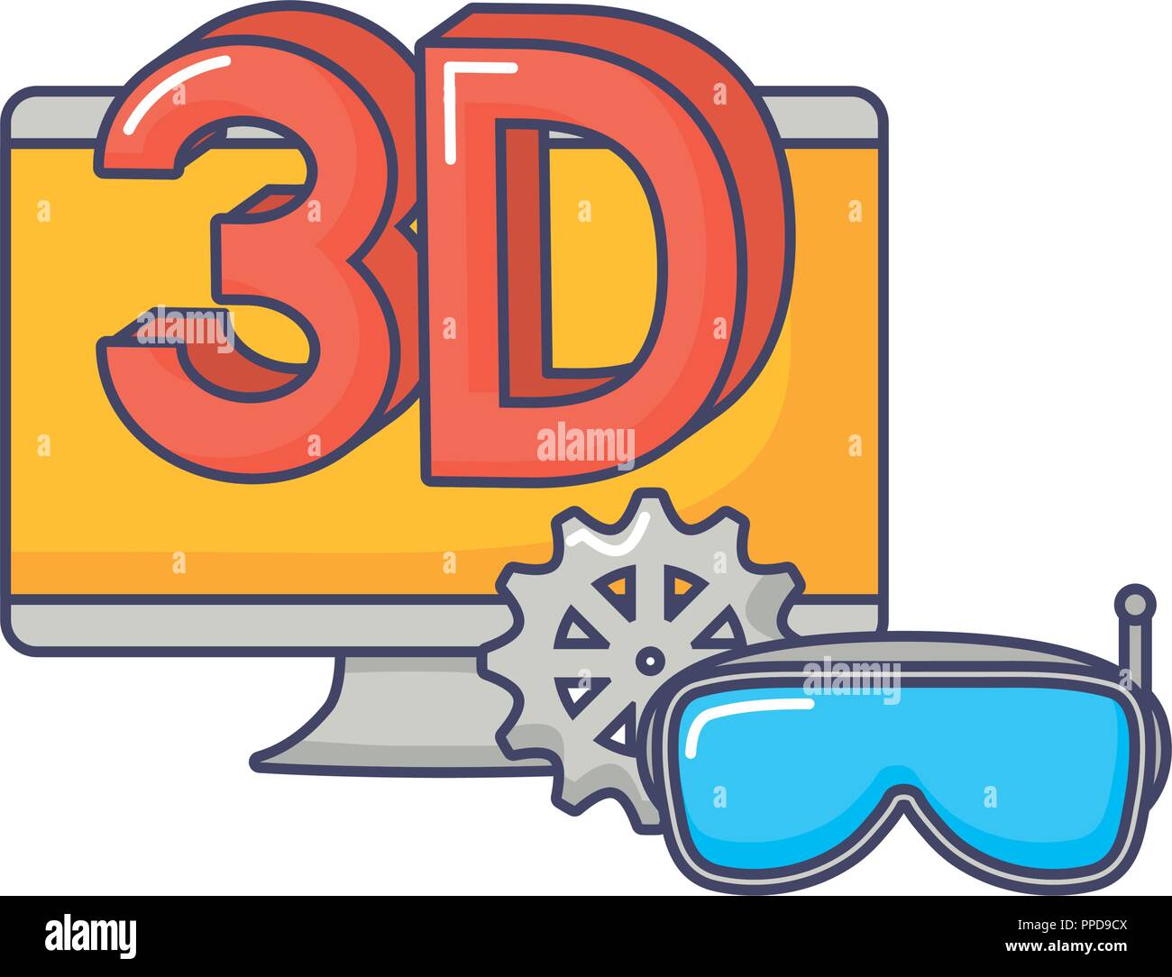 Ordinateur 3d lunettes vr technology innovation innovation vector illustration Illustration de Vecteur
